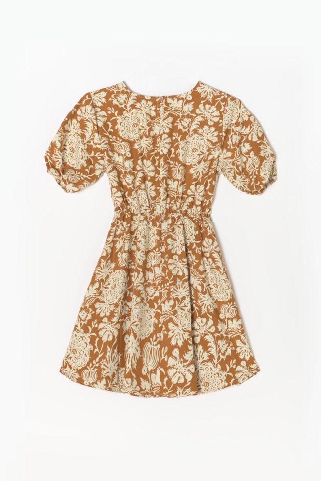 Joubarbgi dress with ochre floral motif