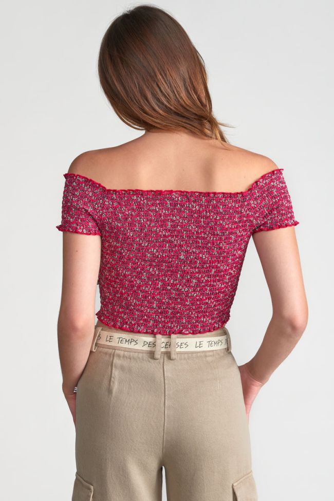 Pink and white floral Kaleagi crop top