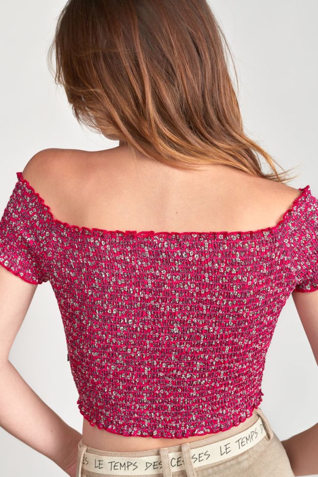 Pink and white floral Kaleagi crop top