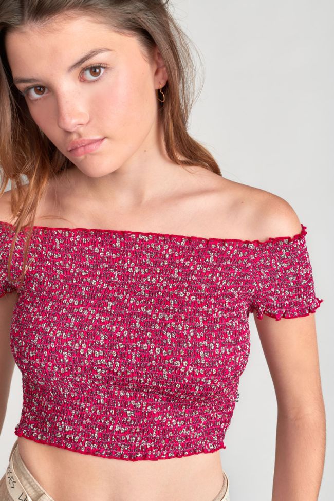 Pink and white floral Kaleagi crop top