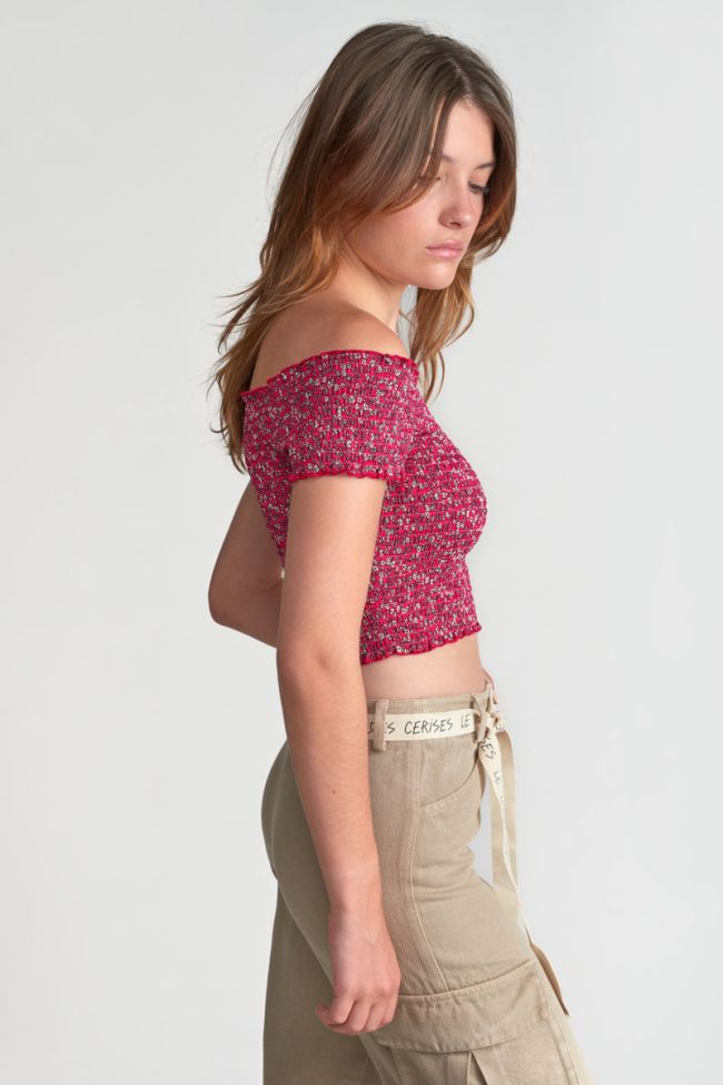 Pink and white floral Kaleagi crop top