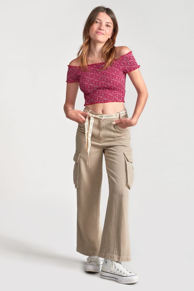 Pink and white floral Kaleagi crop top