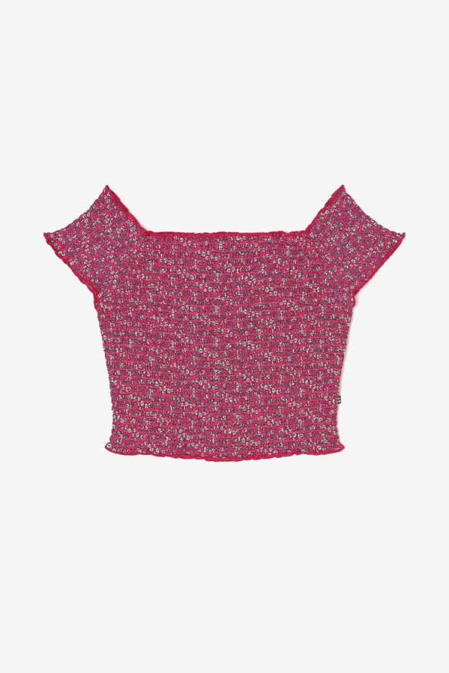 Pink and white floral Kaleagi crop top