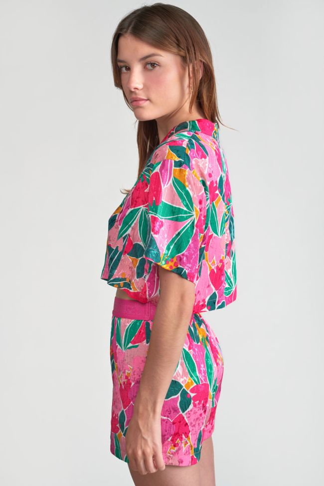 Fuchsia patterned Saugegi shirt