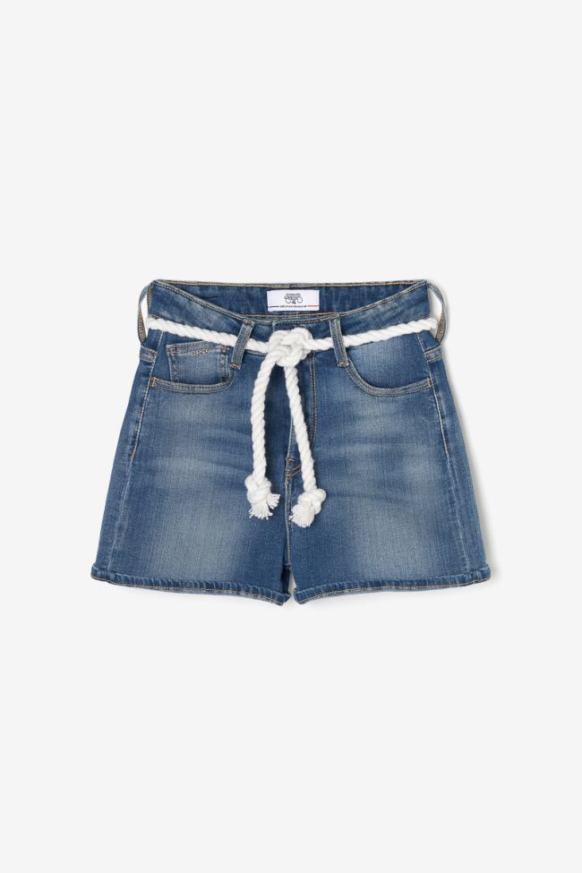 Faded blue denim Tiko high-waisted shorts