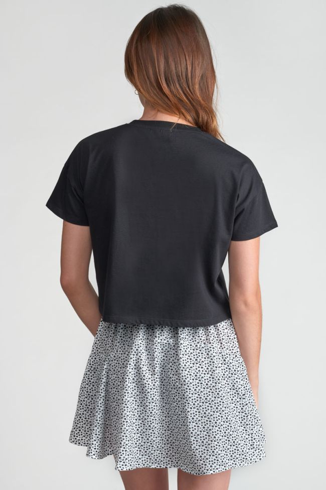 Black printed Wileygi cropped t-shirt
