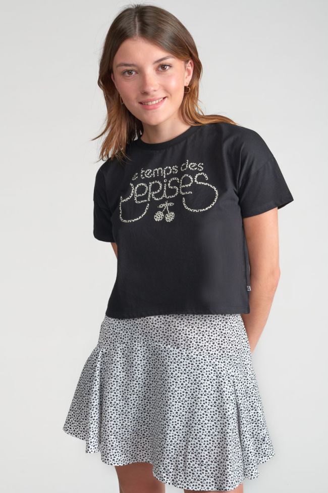 Black printed Wileygi cropped t-shirt