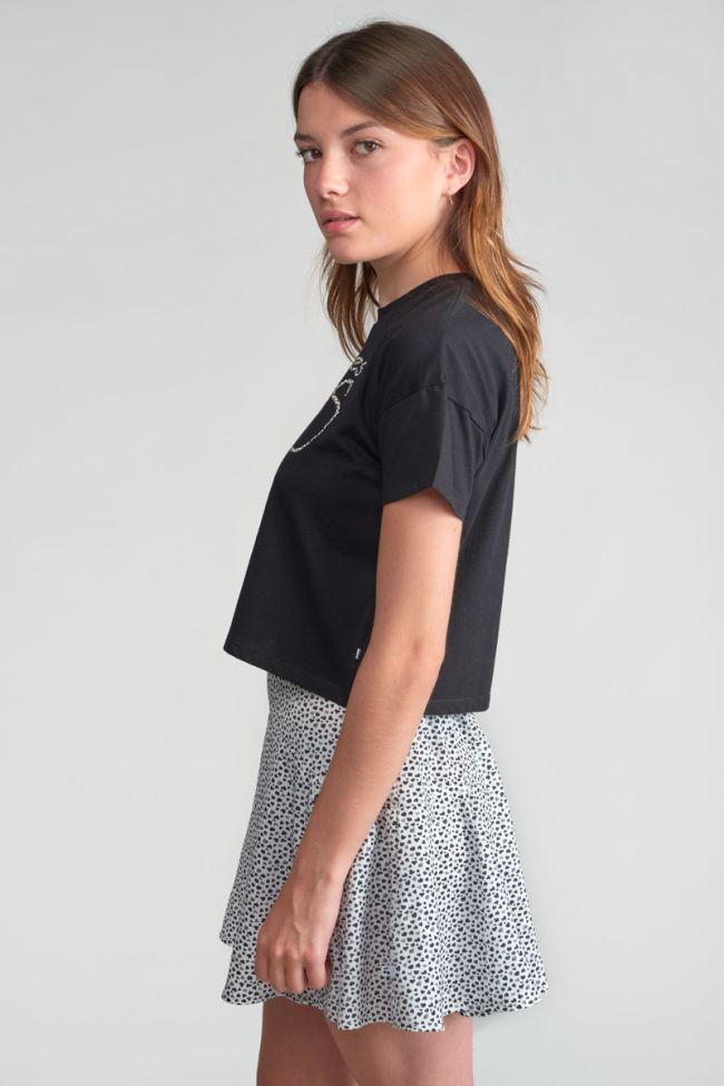 Black printed Wileygi cropped t-shirt