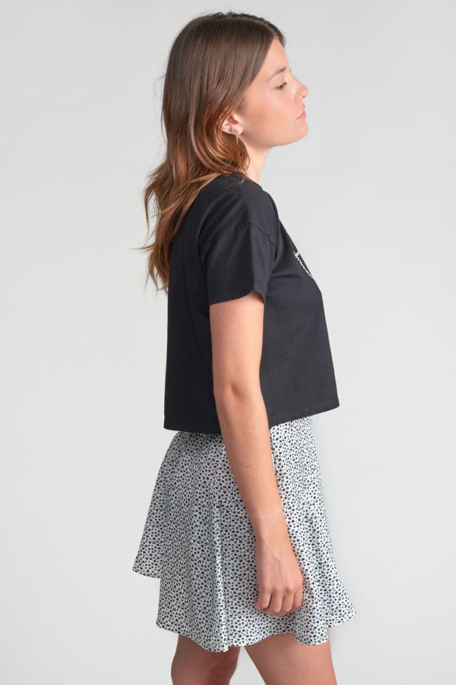 Black printed Wileygi cropped t-shirt