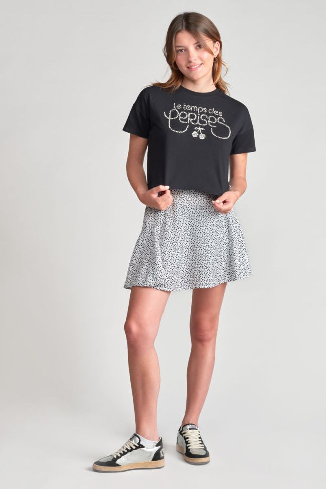 Black printed Wileygi cropped t-shirt