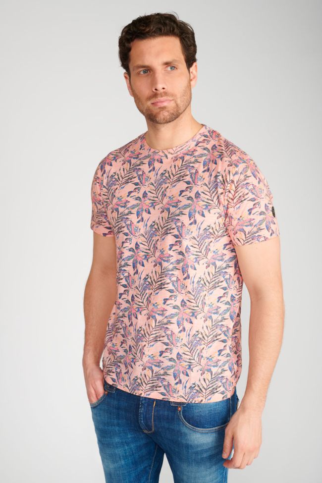 Salmon tropical pattern Abel t-shirt