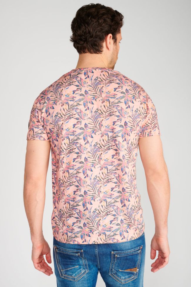Salmon tropical pattern Abel t-shirt
