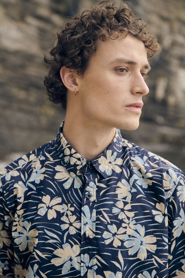 Navy blue jungle pattern Bolir shirt