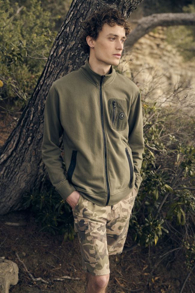 Khaki Greso zip-up sweatshirt