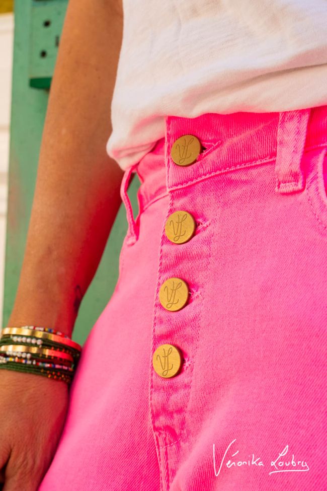 James 400/60 girlfriend by Véronika Loubry high-waisted jeans in neon pink