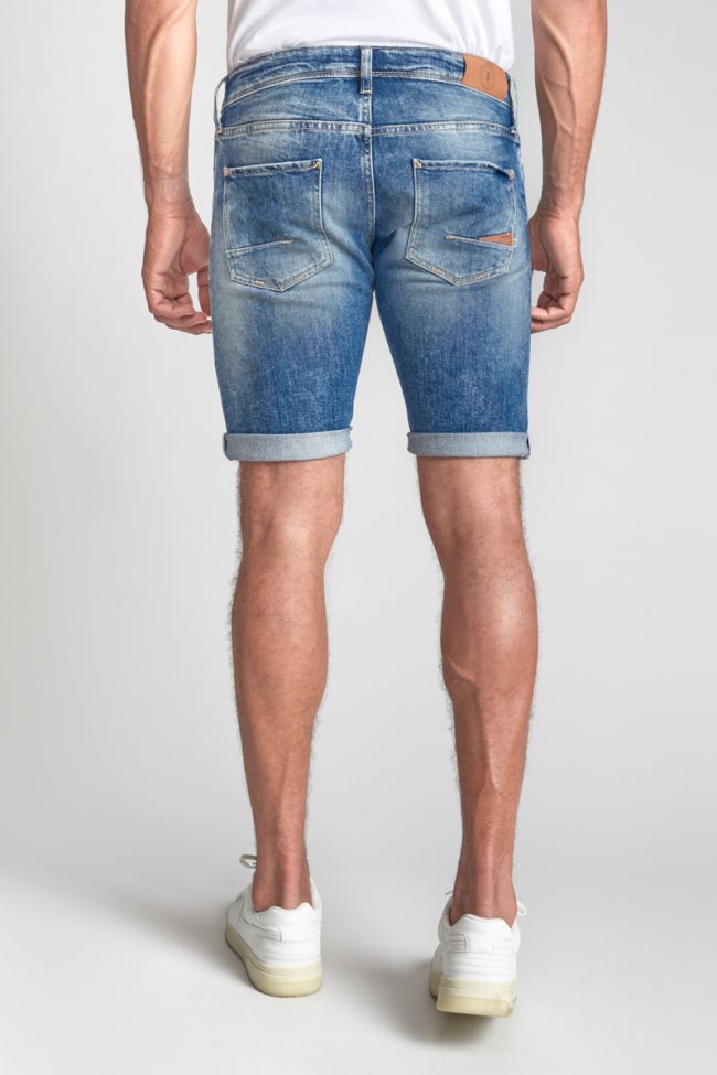 Distressed faded blue denim Landres Bermuda shorts