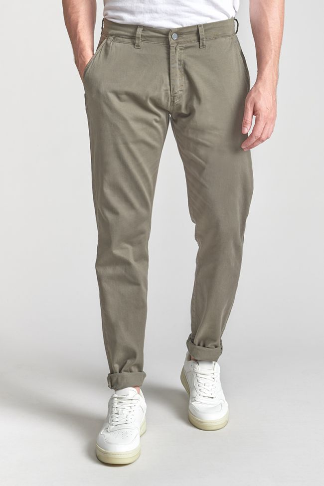 Khaki Cesar wide-leg chino trousers