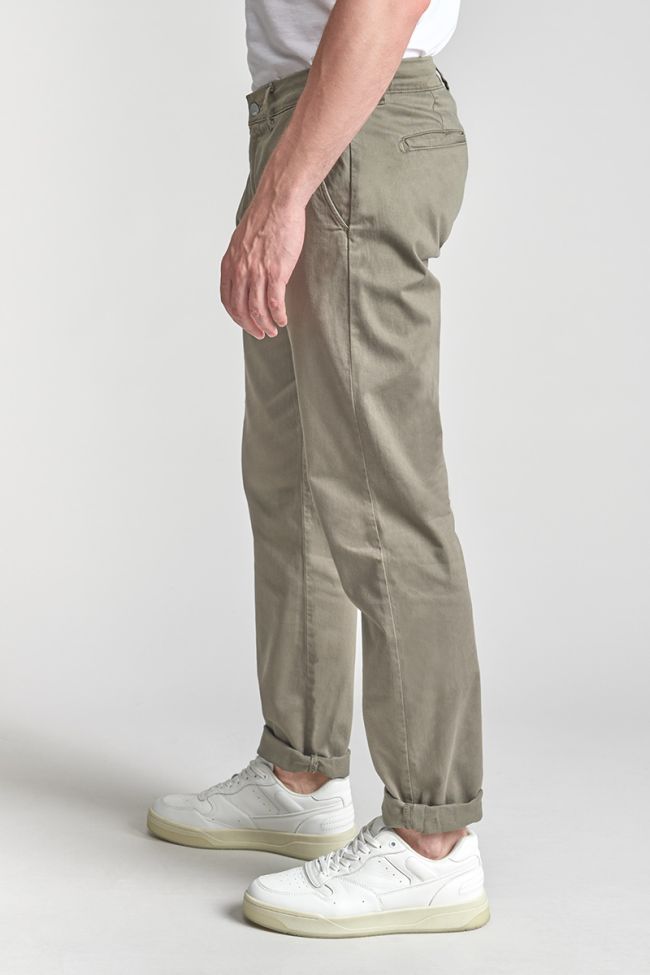 Khaki Cesar wide-leg chino trousers