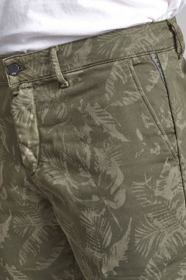 Khaki patterned Jogg Swoop chino Bermuda shorts