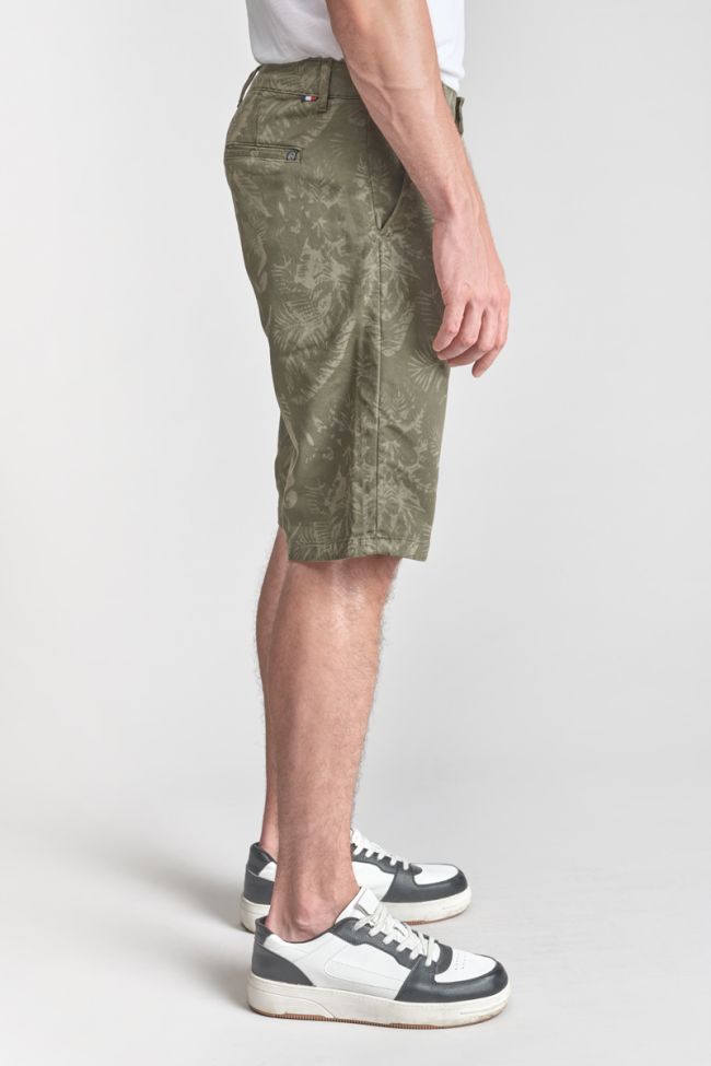 Khaki patterned Jogg Swoop chino Bermuda shorts