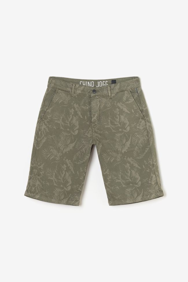 Khaki patterned Jogg Swoop chino Bermuda shorts