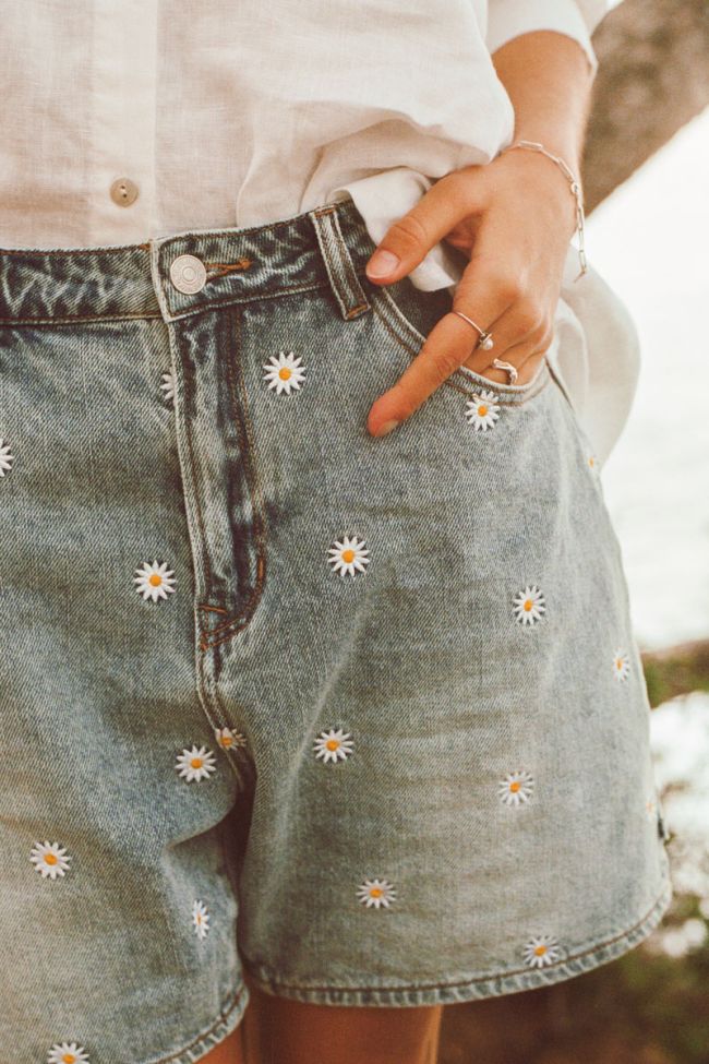 Blue denim Camgi high-waisted shorts
