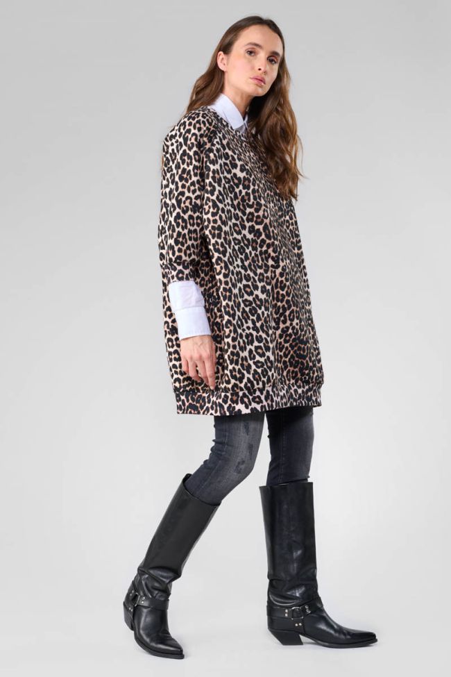Adelo long sweatshirt with leopard print