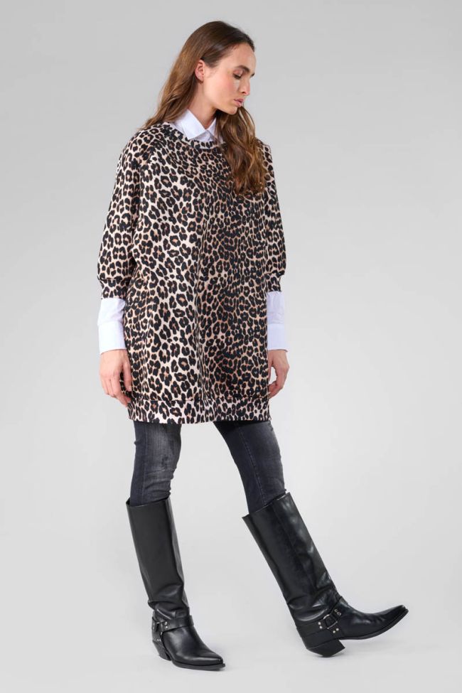 Adelo long sweatshirt with leopard print