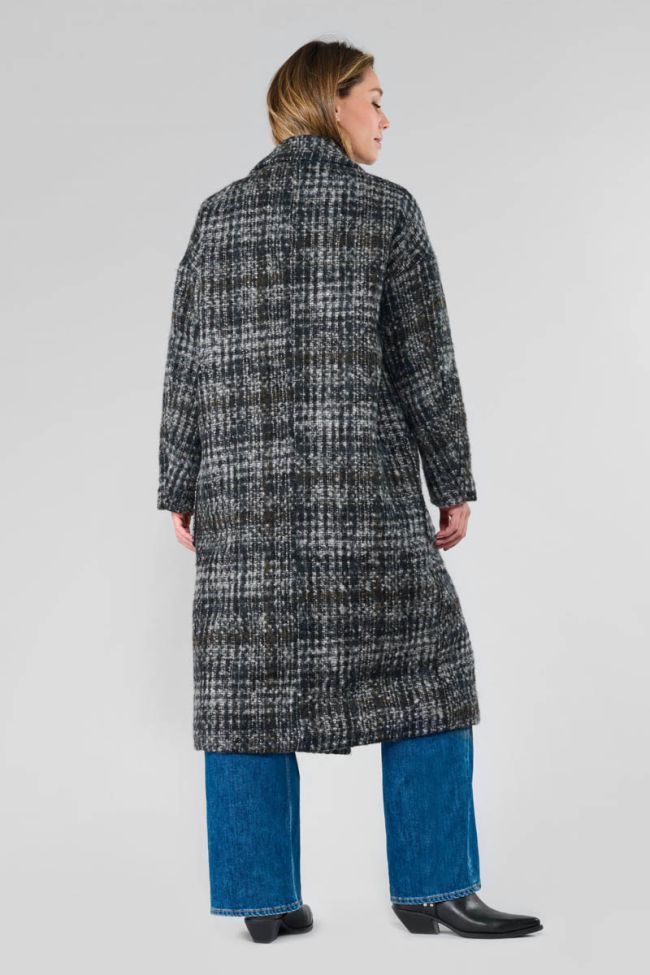Aklys long coat with check pattern