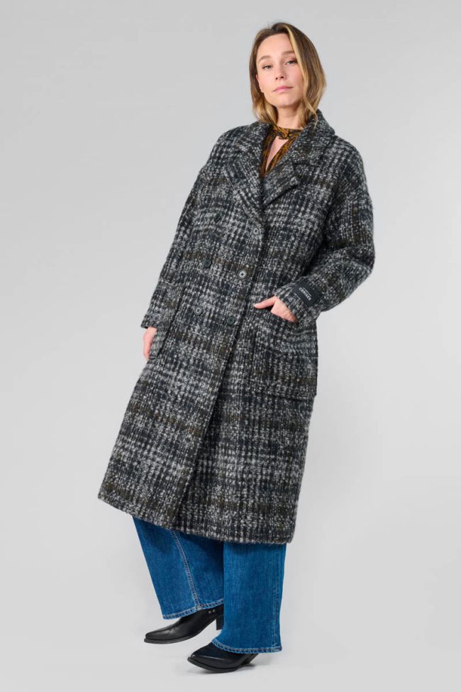 Aklys long coat with check pattern