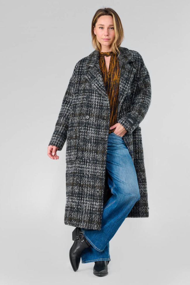 Aklys long coat with check pattern