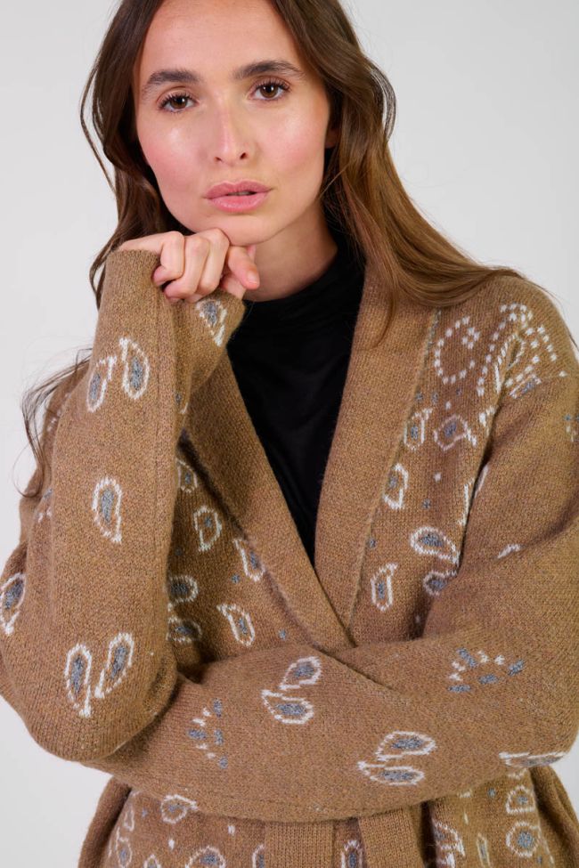 Bao camel paisley cardigan