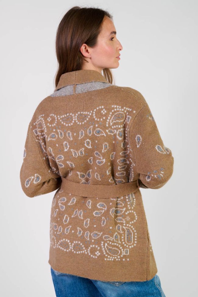 Bao camel paisley cardigan