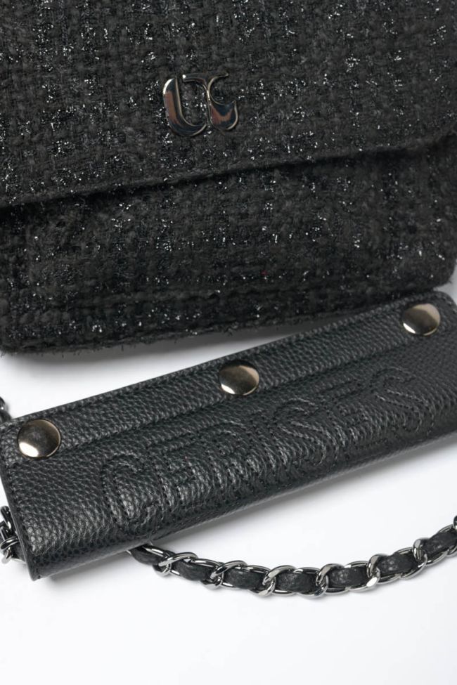 Iris black tweed shoulder bag