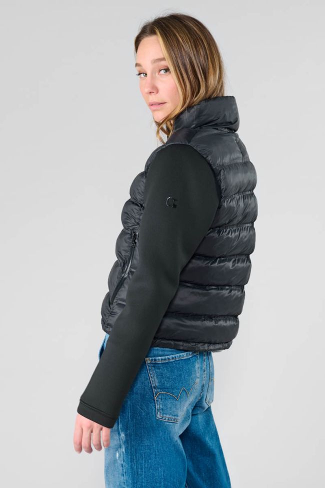 Jinzi black bi-material down jacket