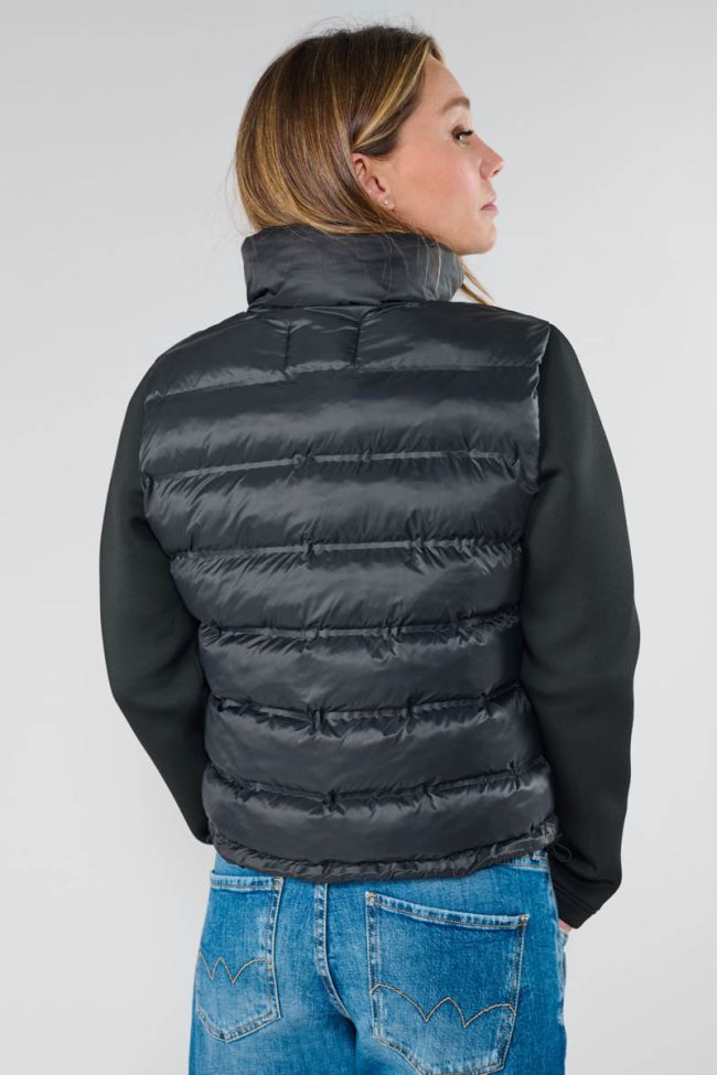 Jinzi black bi-material down jacket