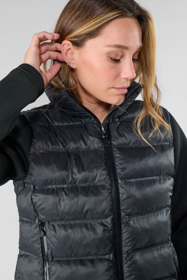 Jinzi black bi-material down jacket