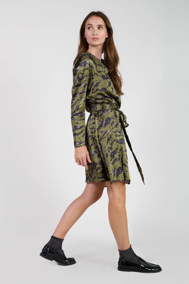 Matchu khaki animal print dress