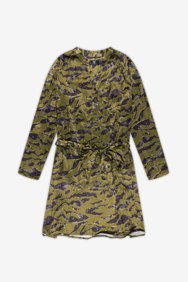 Matchu khaki animal print dress
