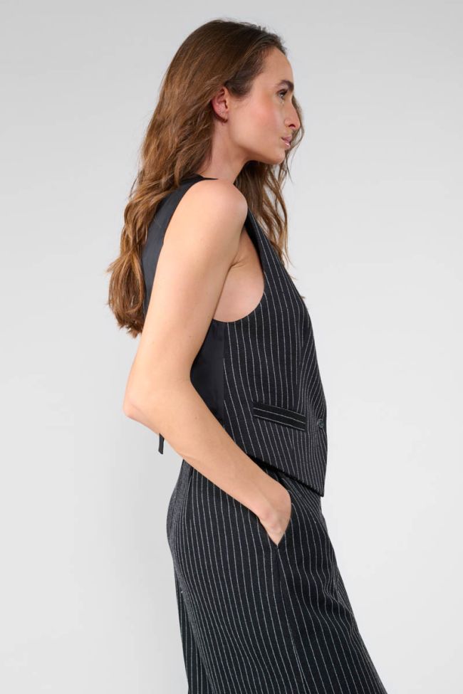 Roocool black striped top