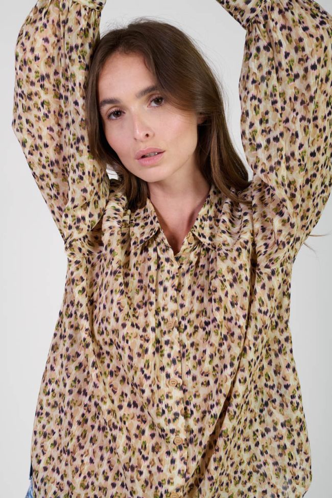 Chemise Talou beige à motif