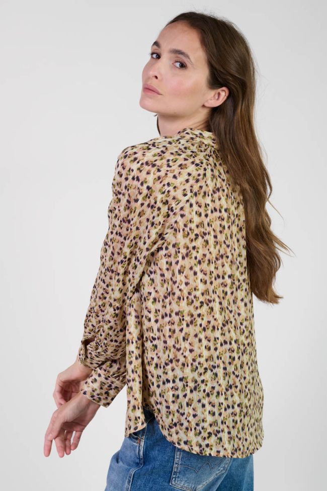 Chemise Talou beige à motif