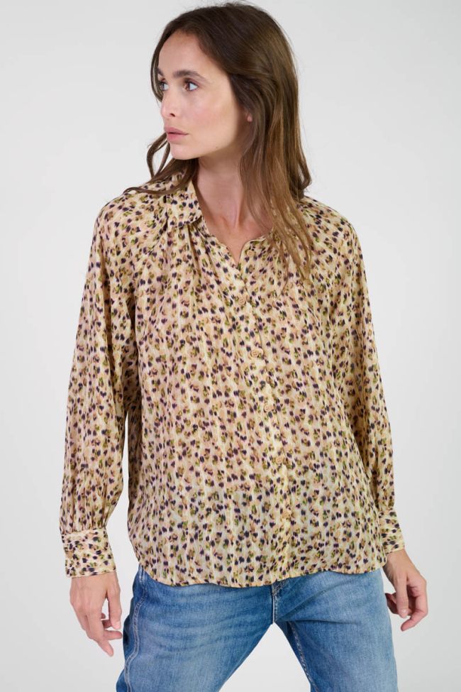 Chemise Talou beige à motif