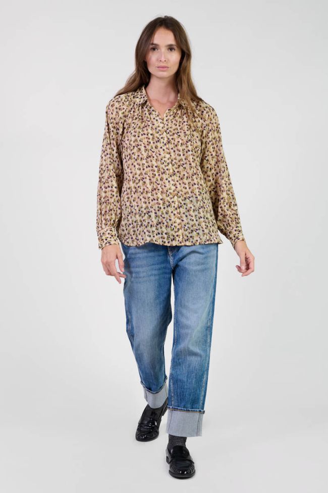 Chemise Talou beige à motif