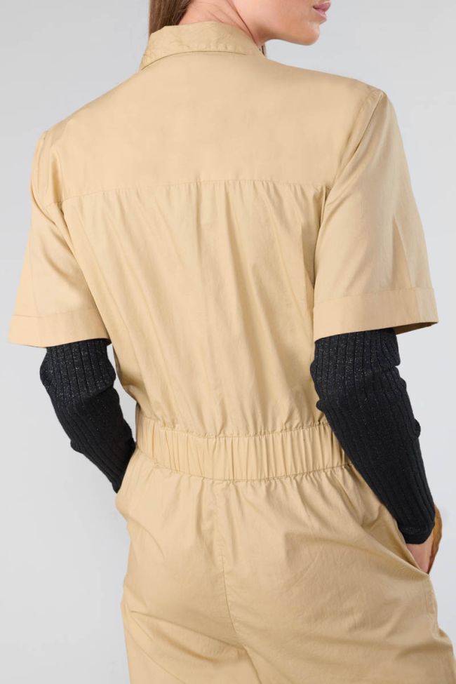 Wide beige sand jumpsuit