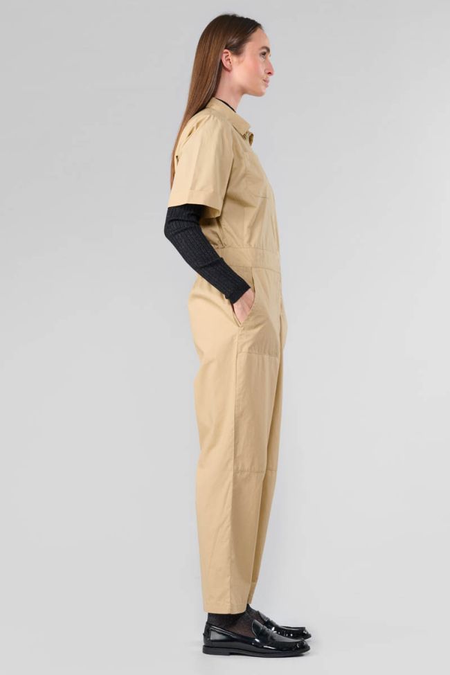 Wide beige sand jumpsuit