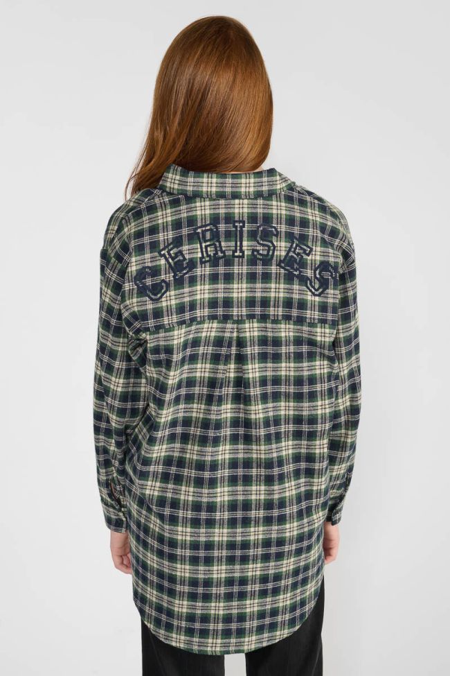 Shangi oversized green velvet plaid shirt