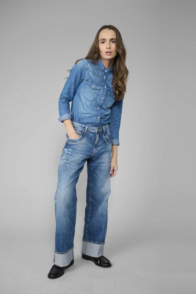Jeans 400/28 loose Revers high waist destroy blue N°3