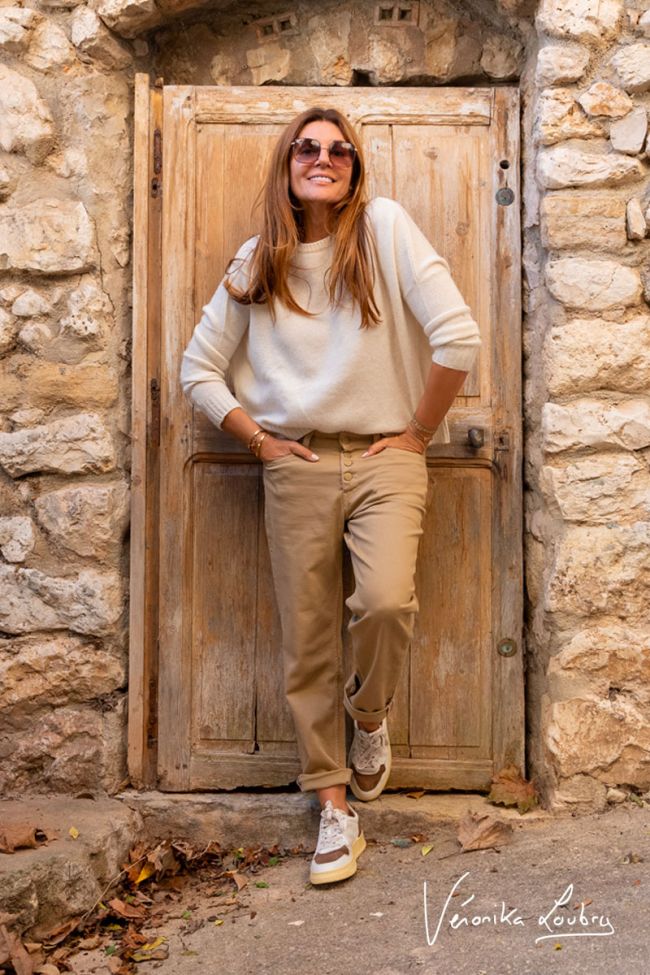 James 400/60 girlfriend by Véronika Loubry high-waisted jeans beige