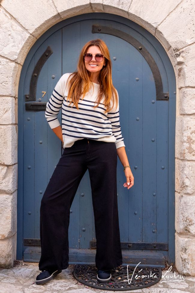 Jeans tencel wide leg Muriel by Véronika Loubry taille haute noir